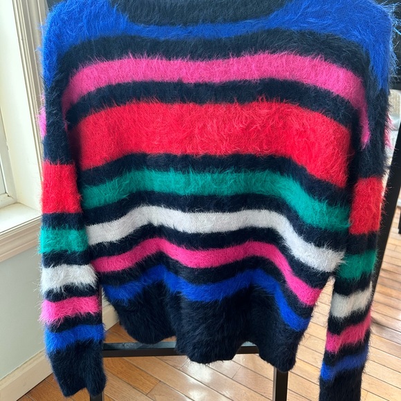 EUC A New Day Women's Crewneck Fuzzy Pullover sweater Multicolor Stripe - Picture 4 of 16
